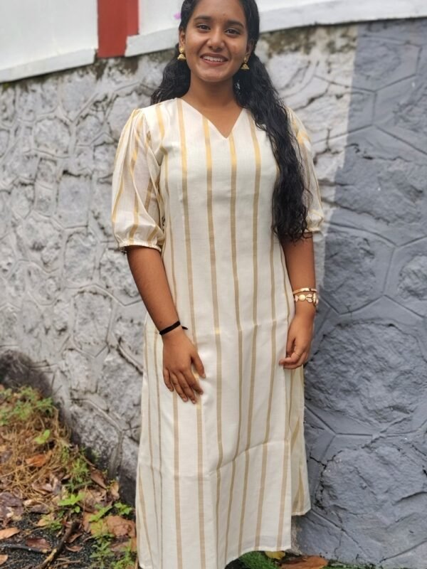 Cream Stripe Kurti by Iktara by JS