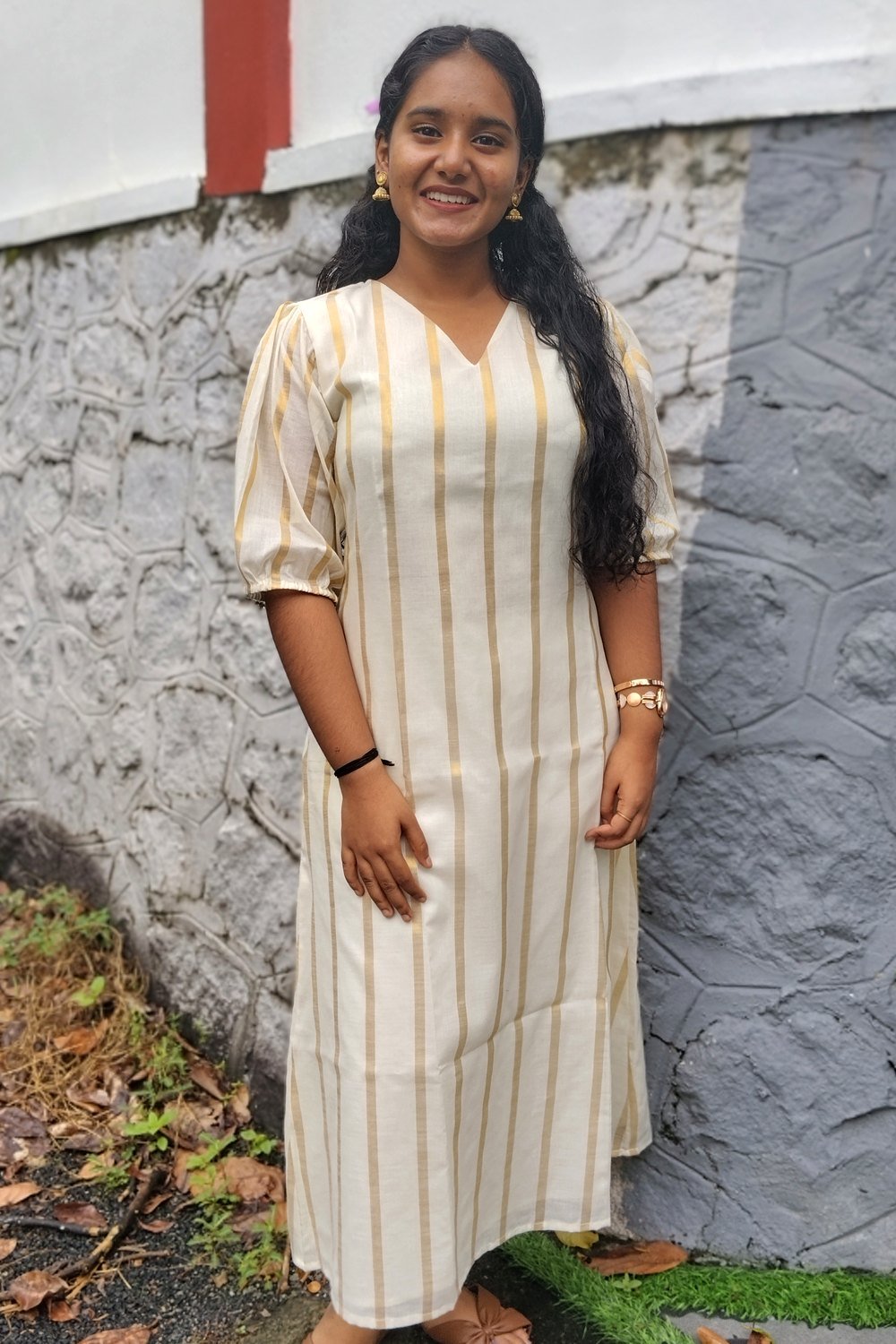 Cream Stripe Kurti by Iktara by JS